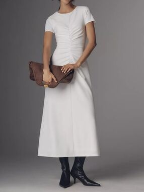 Reformation Mila Knit Midi Dress In White - Size XS